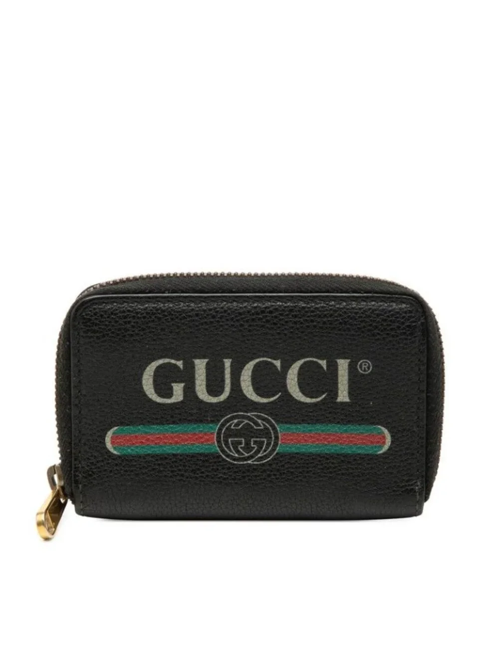 Gucci Interlocking GG Logo Zip Around Coin Purse Black Leather - Picture 1 of 5